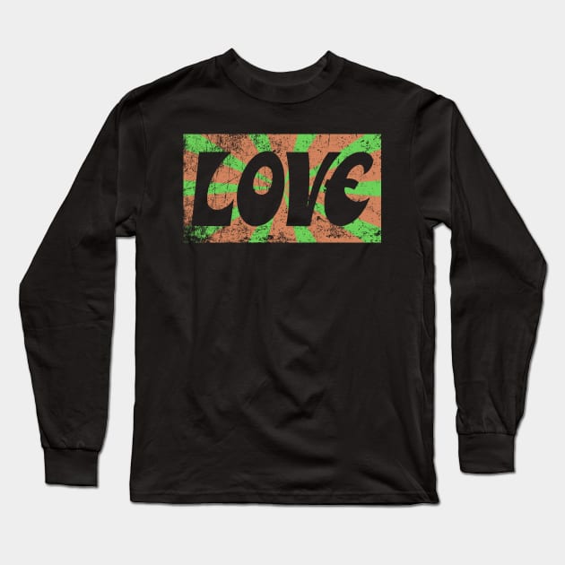 LOVE Groovy Psychedelic Color Burst Vintage Art Long Sleeve T-Shirt by ClothedCircuit